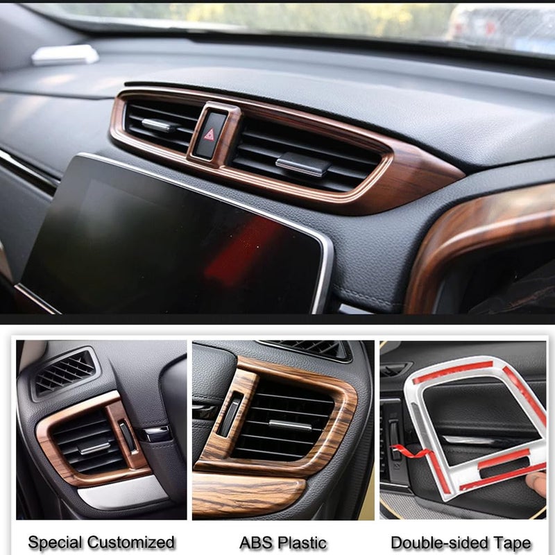XITER 3pcs Central Front Side Air Condition Vent Outlet Trims for Honda CRV 2017 2018 2019 2020 2021 2022,Peach Wood Texture - Image 3